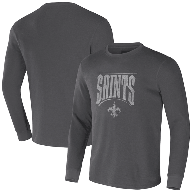 Men's New Orleans Saints X Darius Rucker Collection Charcoal Long Sleeve Thermal T-Shirt Men's New Orleans Saints X Darius Rucker Collection Charcoal Long Sleeve Thermal T-Shirt